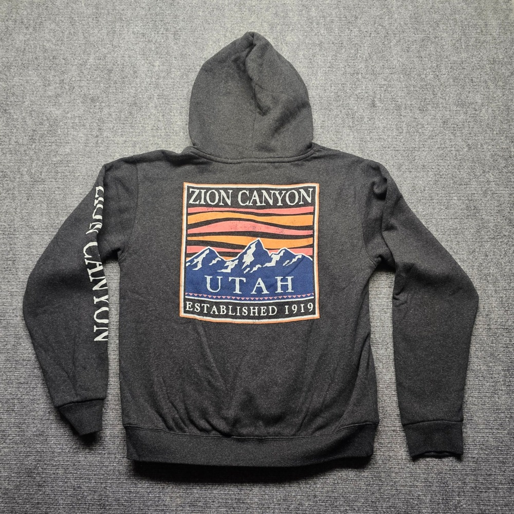 Long Rock Zion Canyon Utah National Park Hoodie Black Heather Small NWT